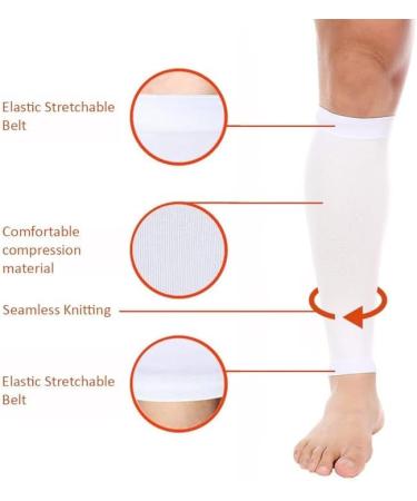 Unisex Free Size White Leg/Calf Sleeve - Comfortable Compression Support - 1 Pair for Sports & Recovery - Buy Online on GoSupps.com