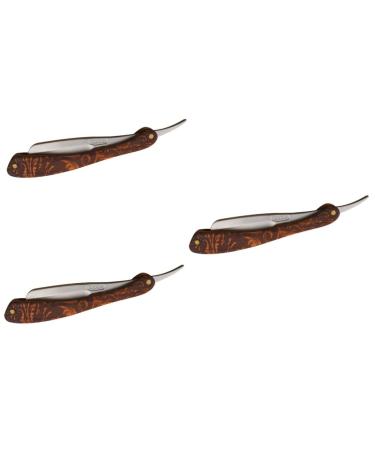 Frcolor 3st folding knife razor holder safety razor hairdresser for men foldable blades bare trasier blade hairdressing blade blade holder made of stainless steel wood stainless steel