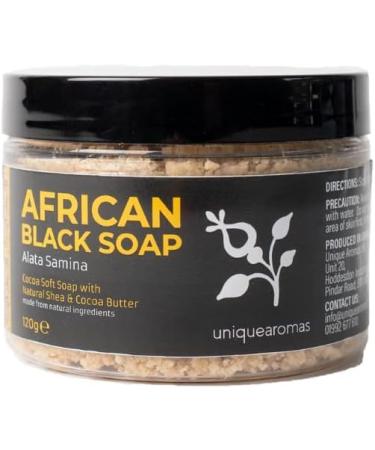 Unique Aromas African Black Soap Skin Care All in One Body Wash Face Wash Shampoo & Shaving Soap with Fair Trade Shea Butter Organic Soap for Acne Rashes Scar Removal (Aloe Vera 300g) Lemon 300 g