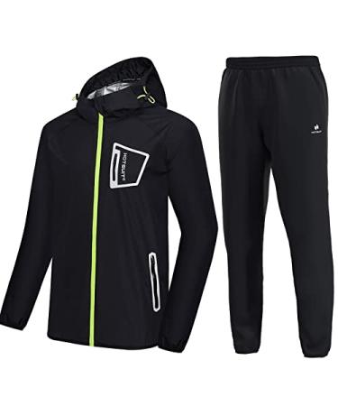 HOTSUIT Sauna Suit Men Anti Rip Boxing Sweat Suits Exercise Workout Jacket Black Jacket & Pants 3X-Large