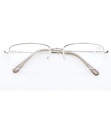 Eyekepper Classic Metal Half Rim Reading Glasses +1.75 Diopters - Silver Spring Hinges - Buy Online on GoSupps.com