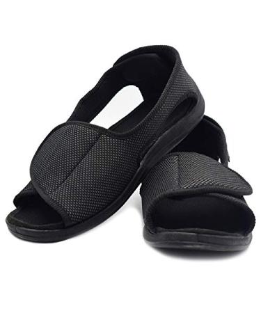 W&LESVAGO Men's Open Toe Diabetic Sandals - Extra Wide Width Arthritis&Edema Footwear MS6010M 11 Black