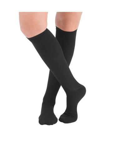 Collections Etc Men's Compression Trouser Socks Pair Moderate 15-20 mmHg Black Small - Made in The USA