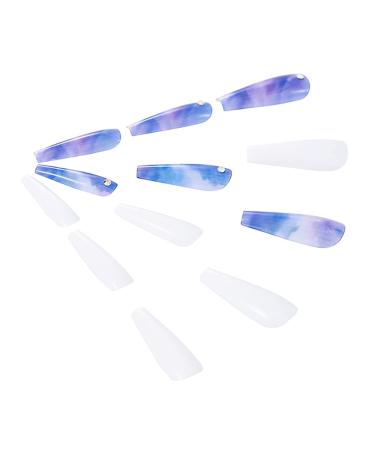 Brishow Artificial Long Press-On Ballerina Nails - 24pcs Purple & White Acrylic Stick-On Nails for Women & Girls - Full Cover Hair Coloring - Buy Online on GoSupps.com