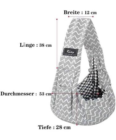 Cuby Dog & Cat Sling Carrier - Soft Cotton Pet Bag for Travel | Gray Stripes | 10x10x5 cm - Buy Online on GoSupps.com