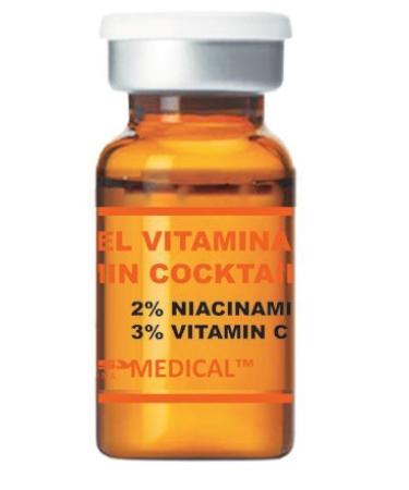 Vitamin cocktail - sterile serum with vitamin C for microneedling (Derma Pen) and mesotherapy (dermal roller) treatments - professional microneedling serum.Ampoule with 5 ml