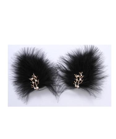 Suandsu 2 Pcs Feather Hair Clip Party Hairpins Fascinators Hair Barrettes Elegant Hair Accessory Black