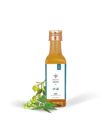 ADI Organic Neem Oil - USDA Certified Organic Unrefined Neem Oil - Cold Pressed Organic Neem Oil for Dogs - Essential Oil for Skin, Face and Nails - 3.4 fl oz - 100ml