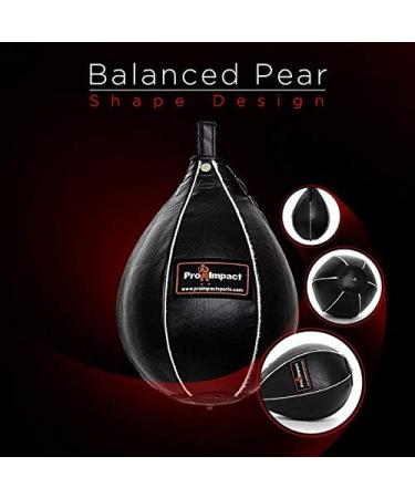 Pro Impact Leather Speed Bag | Pear Shaped for Boxing, MMA & Muay Thai Training | Doorway Hanging or Ceiling | Boxer Accuracy Workout | Punching Trainer - Black XS (5x7) - Buy Online on GoSupps.com
