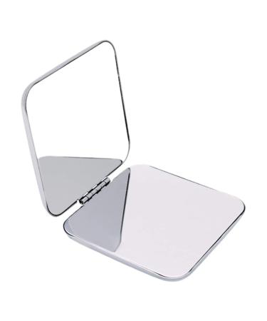 Folding Makeup Mirror Portable Stainless Steel Cosmetic Mirror Double Sided Pocket Mirror Square.