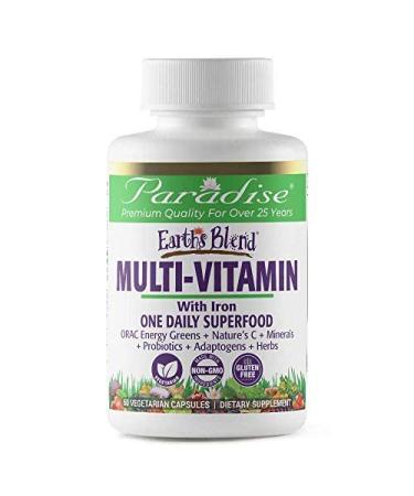 Paradise Herbs ORAC-Energy Earth's Blend One Daily Superfood Multivitamin With Iron 60 Vegetarian Capsules