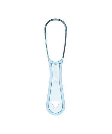 Laimoere adult tongue scraper food quality plastic double -sided oral care hygiene cleaner brush for fresh breath reusable mouth cleaning tool with non -slip handle light blue