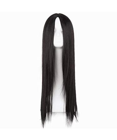LFMDJF Brown Wig Synthetic Heat Resistant Fiber Long Straight Hair Female Women Middle Part Line Party Hairpiece 26inches Brown #1B