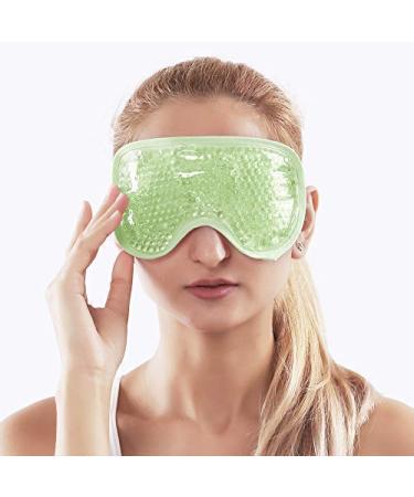 Gel Eye Mask + Silk Sleep Mask: Hot/Cold Therapy for Puffy Eyes, Dark Circles, Headaches - Adjustable Strap & Reusable (Light Green) - Buy Online on GoSupps.com