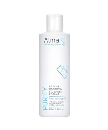 ALMA K Relaxing Shower Gel - Nourishing Women and Men's Body Wash - Skincare with Dead Sea Minerals Avocado Oil - White Tea and Neroli Scent - 8.4 oz