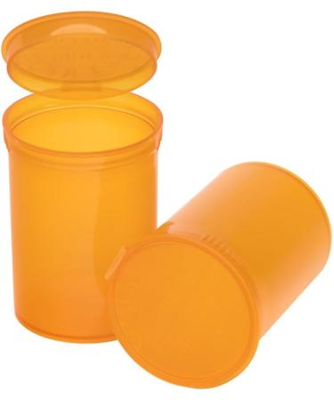 Multi-Use Airtight Pill Bottles with Hinged Lids | 30 Dram Plastic Organizer for Supplements Vitamins & Medicines | 12 Pack - Amber Translucent - Buy Online on GoSupps.com