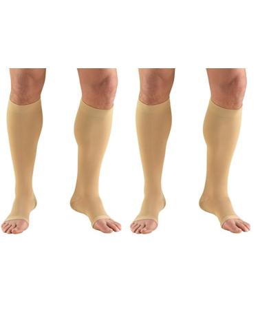 Truform 30-40 mmHg Compression Stockings for Men and Women Knee High Length Open Toe Beige Medium (Pack of 2)