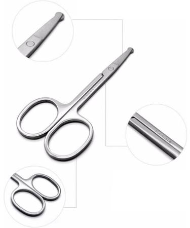 Professional Facial Hair Scissors Solid Stainless Steel Scissors Round Safety Scissors for Eyebrows Eyelashes Nose HairStainless Steel Scissors - Buy Online on GoSupps.com