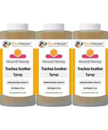 Trachea Soother Syrup 3PAK Hound Honey - Natural Herbal Remedy for Symptoms of Collapsed Trachea - Tastes Good - Easy to Administer (5 fl oz/ea)