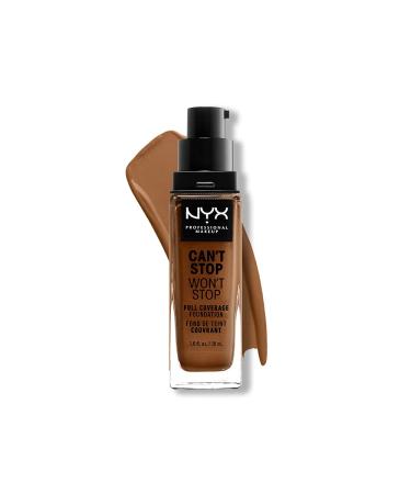 NYX Professional Makeup Can't Stop Won't Stop Full Coverage Foundation Long Lasting Waterproof Vegan Formula Matte Finish Shade: Warm mahogany 16.7 Warm mahogany
