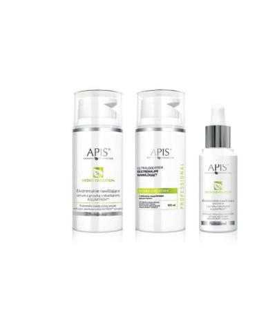 Bee APIS Hydro Evolution Set moisturizing concentrate serum & cream with pear and rhubarb Aquaxtrem TM intensive hydration 3piece 30ml + 100ml + 100ml