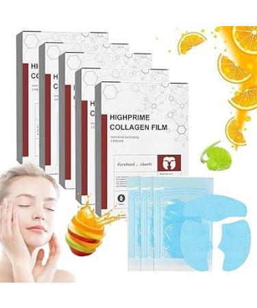 5Box/15Set Pure Collagen Films - Highprime Collagen Film for Face - Melting Collagen Film For Face - Korea Nano Collagen Soluble Film - Collagen Hydrating Face Mask - Reducing Fine Lines Wrinkles