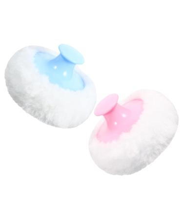 TOYANDONA Houppette Poudre B b Douce 8 Cm Lot de 2 Pi ces Bleu Clair et Rose P le Peluche Hypoallerg nique Application Pr cise Soins B b Domicile Voyage