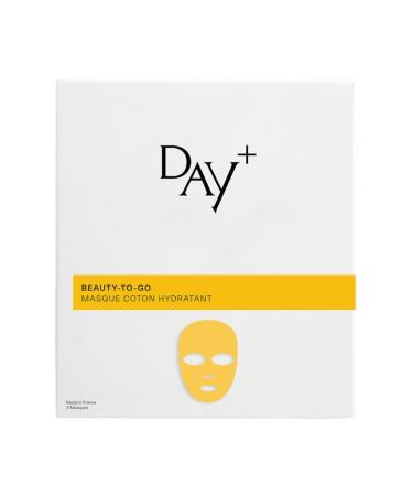 DAY+ | Moisturizing Cotton Mask | Quenches & Hydrates the skin deeply, Instantly soothes, Rebalances | White Tea, Custard Apple Extracts | 98% natural ingredients | Pack of 3 masks