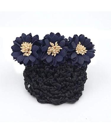 Bowknot Snood Net Hair Clip Bun Cover Head Flower Hairpin Bow Tie Work Disc Hair Ornament_Navy Blue - Buy Online on GoSupps.com