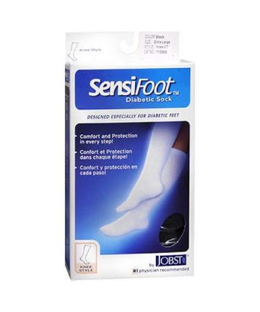 Jobst SensiFoot Diabetic Socks Knee-High Black XL - 1 pair Pack of 2