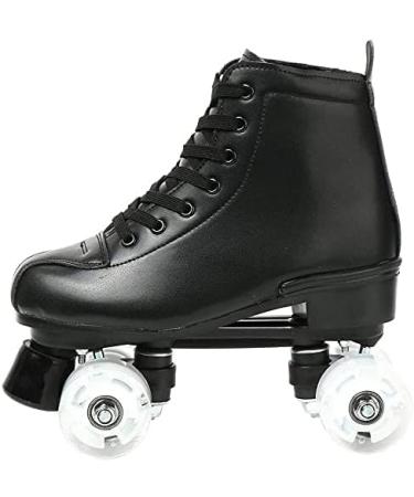 MAOWAO High Top PU Leather Women Roller Skates - Adjustable Double Row Skates for Beginners - US 6 Black Flash Wheel - Includes Carry Bag - Buy Online on GoSupps.com