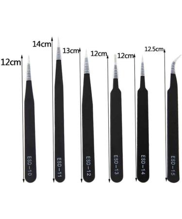 kawehiop 6 Pieces Anti-Static Tweezers Stainless Steel Eyebrow Nipper Remover Jewelry Crafting Repair Maintenance Tools - Buy Online on GoSupps.com