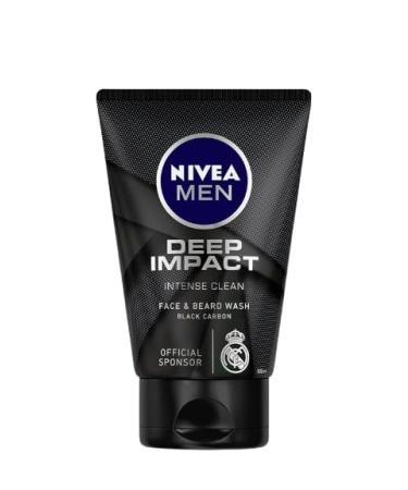 MEN Deep Impact Face Wash | With Black Carbon | Intense Clean For Beard & Face | Removes Oil and Impurities 100g (3.38 Fl oz)