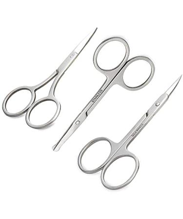 U-K Eyebrow Scissors Nose Hair Scissors Beard Cutter Makeup Scissors Set Stainless Steel (Set of 3) Useful & Nice