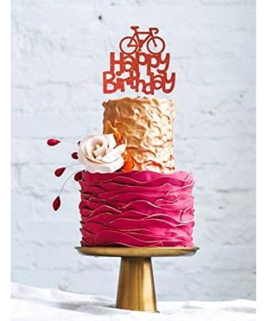 LissieLou Bicycle Style Happy Birthday Cake Topper Decoration in Red Made in the UK - Buy Online on GoSupps.com