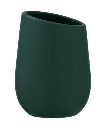 Wenko toothbrush cup Badi dental cup made of high-quality ceramic with a matt surface toothbrush cup for storing toothbrush and toothpaste ideal for bathroom & guest toilet 8 x 11 cm dark green green 8 x 11 x 8 cm