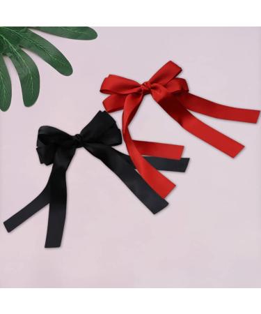 Red and Black Bow Hair Clips Set for Women and Girls - 2pcs Ribbon Hair Bows Barrettes and Hairpins - Buy Online on GoSupps.com