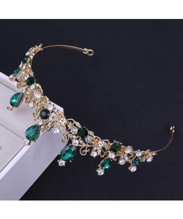 YOVECATHOU Rhinestone Princess Tiara Hair Band - Green | Bridal Wedding Prom Crown Headband for Girls | Costume Party Accessories - Buy Online on GoSupps.com