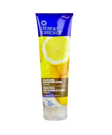 Desert Essence Italian Lemon Hand & Body Lotion - 8 Fl Ounce - Energizing - Shea Butter - Coconut & Jojoba Oil - Hydrate & Soften Skin - Refreshing - Aloe Vera Lemon 8 Fl Oz (Pack of 1)