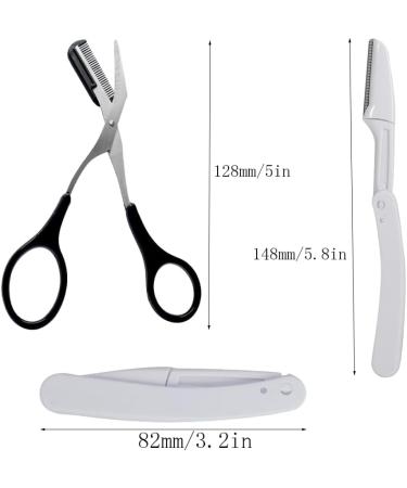 Professional Eyebrow Trimmer Scissors Set with Precision Trimmer, Comb, and Razors - Buy Online on GoSupps.com