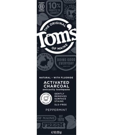 Tom's of Maine Activated Charcoal Whitening Toothpaste with Fluoride - Peppermint Flavor 4.7 oz | International Shipping Available - Buy Online on GoSupps.com
