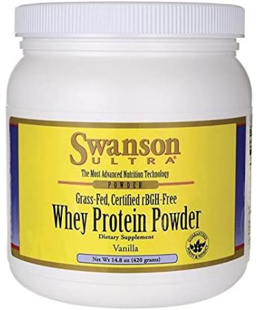 Swanson Grass Fed Vanilla Whey Protein Powder - rBGH & Hormone Free with Aminogen Enzyme for Muscle Support - 14.8 oz (420 g - Buy Online on GoSupps.com