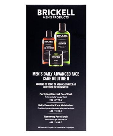 Brickell Men's Daily Face Care Routine II: Charcoal Cleanser, Scrub & Moisturizer - Peppermint Scented - Buy Online on GoSupps.com