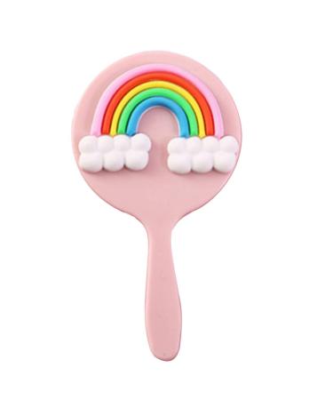 HEALLILY Portable Makeup Mirror Cute Handheld Mirror Portable Small Handle Mirror Lovely Rubber Rinbow Makeup Mirror Travel Vanity Mirror for Gilrs Women Gift Makeup Vanity Mirror Colorful - Buy Online on GoSupps.com