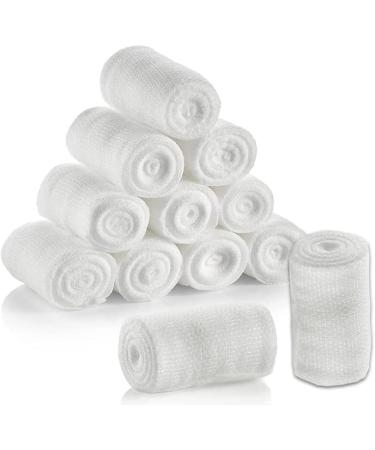 Gauze Rolls - Confirming Stretch Bandage Rolls - 12 Rolls Individually Wrapped - Bandage Wrapping for Dressing All Types of Wounds (3 inches)