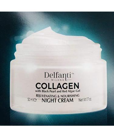 Delfanti-Milano Collagen Rejuvenating Night Cream with Black Pearl and Red Algae Gel - Made in Italy - Buy Online on GoSupps.com