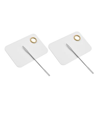 2 Sets Beauty Palette Cosmetic Mixing Gel Polish Color Mixing Plate Make up Palette Mixing Palette Eyeshadow Mixing Manicure Cosmetic Spatula Face Nail Makeup Acrylic White