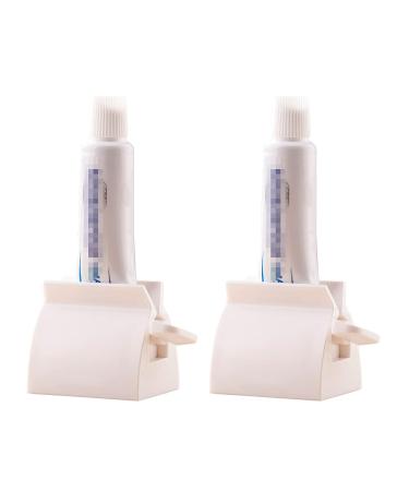 RAYNAG 2 Pack Bathroom Rolling Tube Toothpaste Squeezer Dispenser, Tubes Roller Toothpaste Holder Stand, Save Counter/Cabinet Space, White