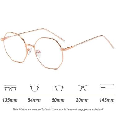 Voolga Classic Retro Blue Light Filter Glasses | Stylish Polygon Fashion Frames for Men & Women | Anti-Glare Computer Glasses with Rose Gold Metal Legs - Buy Online on GoSupps.com