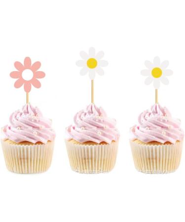 E-ASUM 24Pcs Daisy Cupcake Toppers Flower Cupcake Toppers Daisy Cake Decorations for Daisy Spring Baby Shower Daisy Birthday Party Decorations (Mixed) - Buy Online on GoSupps.com